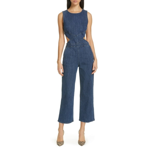 3x1 Women's DANNY Cutout Denim Jumpsuit S