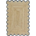 thumbnail image 1 of 3x10 Ft Navy Blue Border Premium Scalloped Jute Rug – Handcrafted Natural Braided Carpet for Living Room, Bedroom, Entryway – Boho Home Decor, 1 of 5
