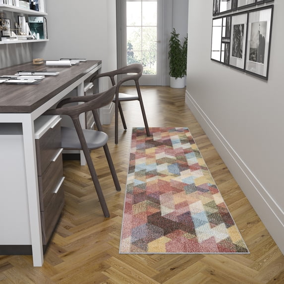 3x10 Modern Navy Runner Rugs for Hallway | Indoor Entry, Entryway, Walkway or Kitchen Rug 2'8'' x 9'10''