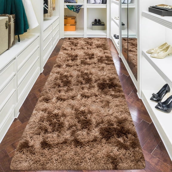 3x10 ft Plush High Pile Brown Tie Dyed Rug