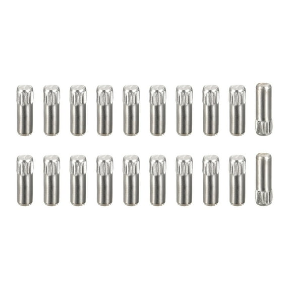 3x10mm 304 Stainless Steel Dowel Pins, 20 Pack Knurled Head Flat End Dowel Pin