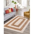 thumbnail image 1 of 3x12 Ft White & Natural Jute Area Rug | Handmade | Solid Farmhouse Design | Natural Jute Rug for Living Room | Dining Room | Bedroom | Kitchen | Hallway | Entryway, 1 of 5
