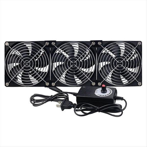 3x120mm Computer Fan with AC 100V-240V Speed Controller for Cabinet Cooling Server Workstation Cooling US Plug