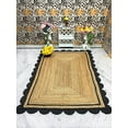 thumbnail image 1 of 3x14 Ft Black & Natural Jute Premium Scalloped Jute Rug – Handcrafted Natural Braided Carpet for Living Room, Bedroom, Entryway – Boho Home Decor, 1 of 4