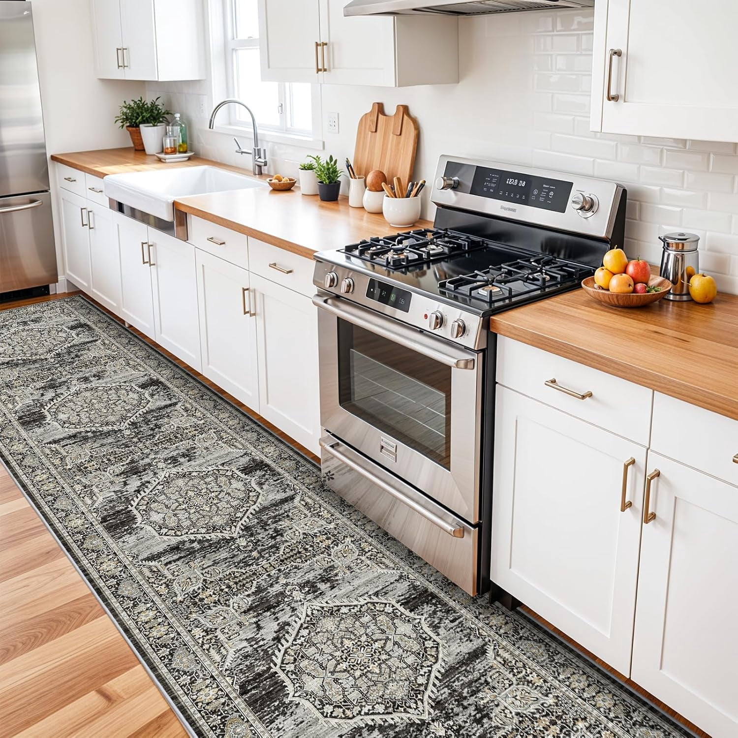 3x14 Long Hallway Runner Rug: Washable Extra Long Carpet for Farmhouse ...