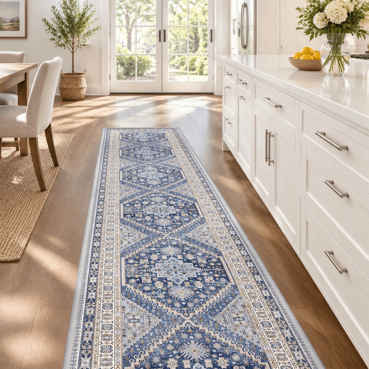 3x14 Runner Rug Non Slip Washable Hallway Blue - Walmart.com