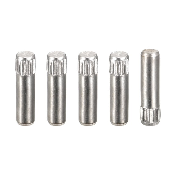 3x14mm 304 Stainless Steel Dowel Pins, 5 Pack Knurled Head Flat End Dowel Pin