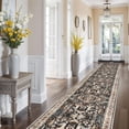 thumbnail image 1 of 3x16 Washable Kitchen Runner - Hallway Runner Rug Distressed Mats Non-Slip Soft Room Floor Carpet for Dining Room (Black,3x16), 1 of 9