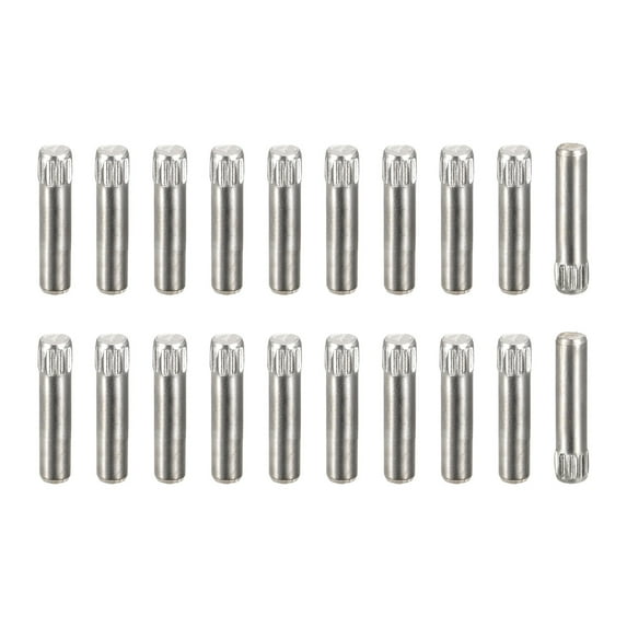 3x16mm 304 Stainless Steel Dowel Pins, 20 Pack Knurled Head Flat End Dowel Pin