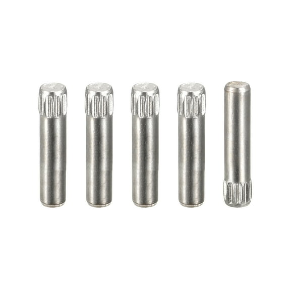 3x16mm 304 Stainless Steel Dowel Pins, 5 Pack Knurled Head Flat End Dowel Pin