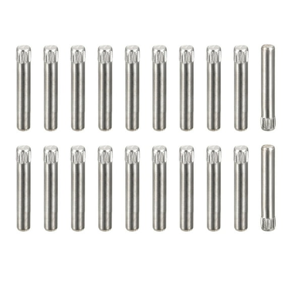 3x20mm 304 Stainless Steel Dowel Pins, 50 Pack Knurled Head Flat End Dowel Pin