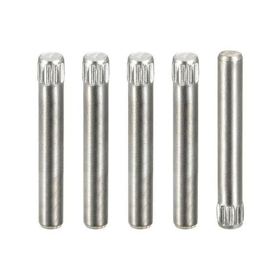3x22mm 304 Stainless Steel Dowel Pins, 5 Pack Knurled Head Flat End Dowel Pin