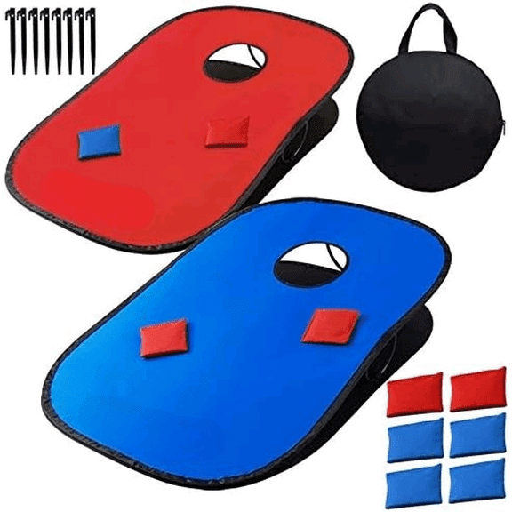 3x2ft Collapsible Portable Cornhole Game Set with 2 Cornhole Boards, 10 Bean Bags, Carrying Bag, and Tic Tac Toe Game Indoor Outdoor Yard Toss Game$$Sport & Recreation Other