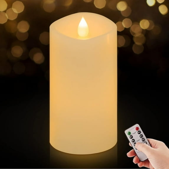 3x3 Flickering Flameless Candles Set of 1, 2AA Battery Life 600 Hours Battery Candles Flickering with Timer,3 inch Flameless Candles with Remote for Valentines Day Decorations Indoor/Outdoor, Ivory