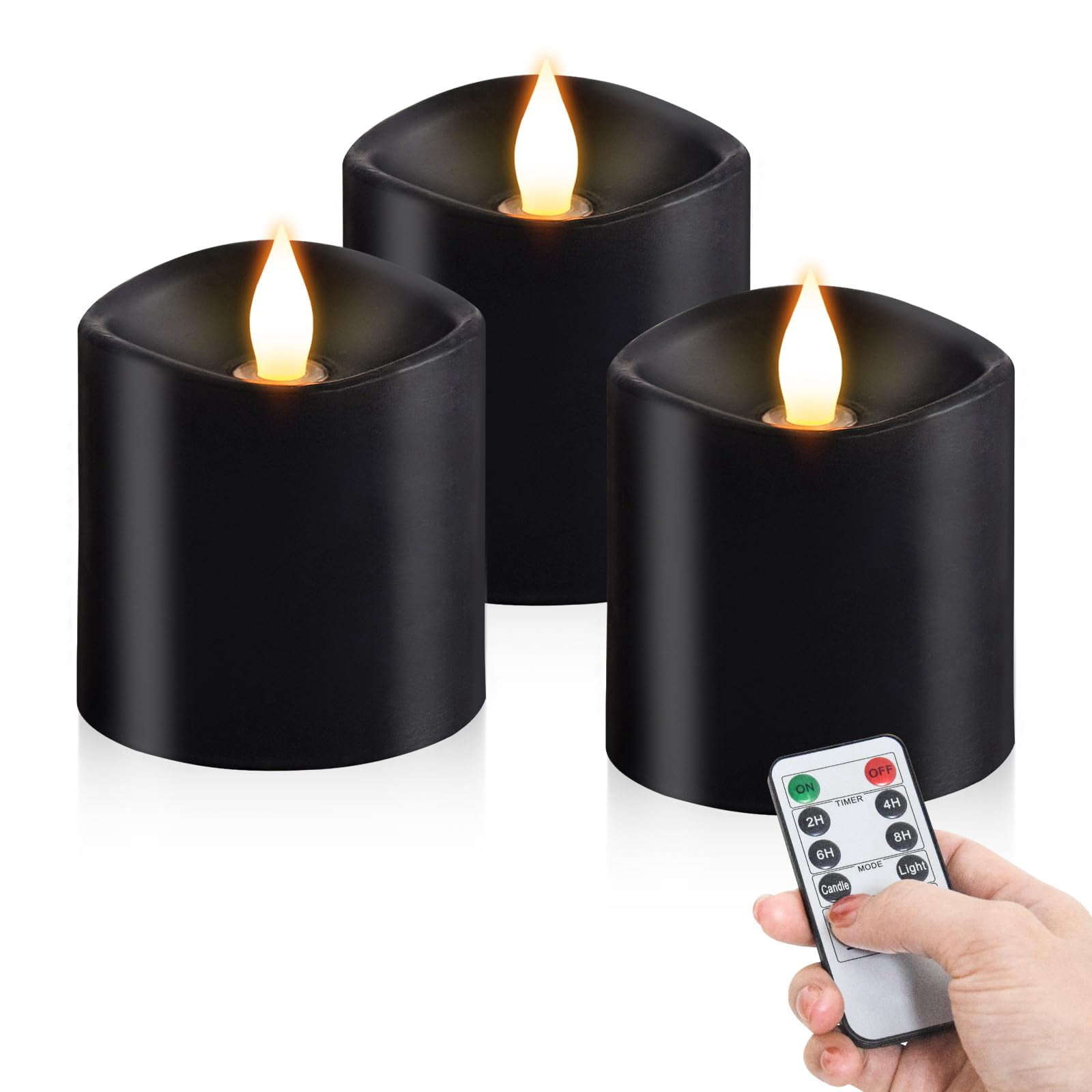 3x3 Flickering Flameless Candles Set of 3, LED Battery Candles ...