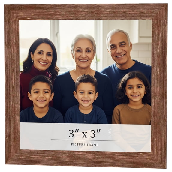 3x3 Frame Brown Farmhouse Solid Wood Picture Frame Width 1.5 Inches | Interior Frame Depth 0.5