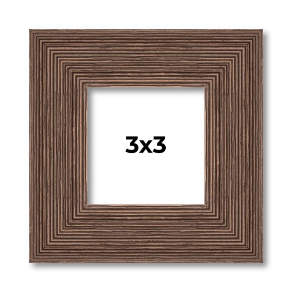 3x3 Frame Brown Farmhouse Solid Wood Picture Frame Width 1.5 Inches | Interior Frame Depth 0.5