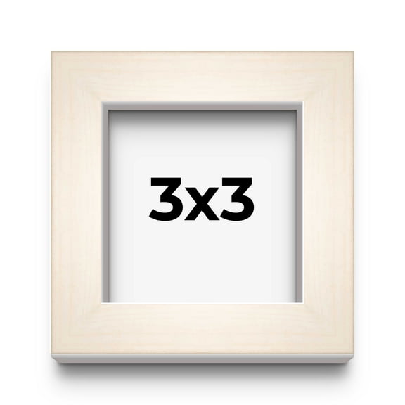 3x3 Frame White Wheat Solid Wood Picture Frame | Moulding Width 0.75 Inches | Interior Depth 0.5