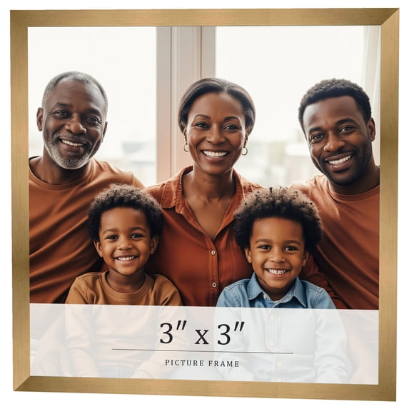 3x3 IN Frame Gold Bronze Solid Wood Picture Frame Width 0.75 Inches | Interior Frame Depth 0.5