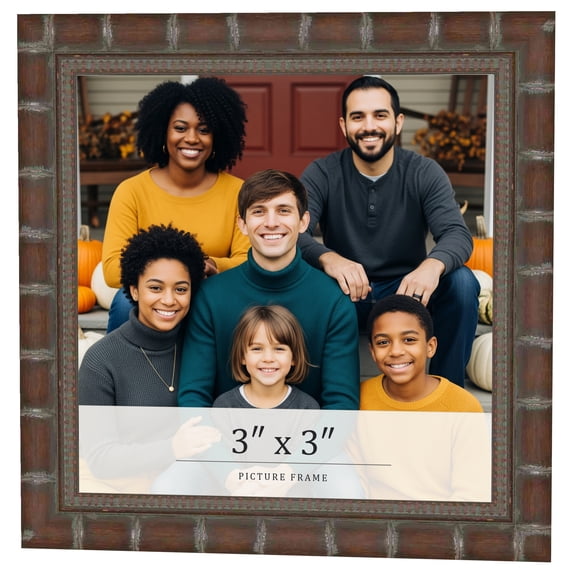 3x3 In Dark Brown Bamboo Real Wood Picture Frame Width 1.5 inches | Interior Frame Depth 0.5 inches