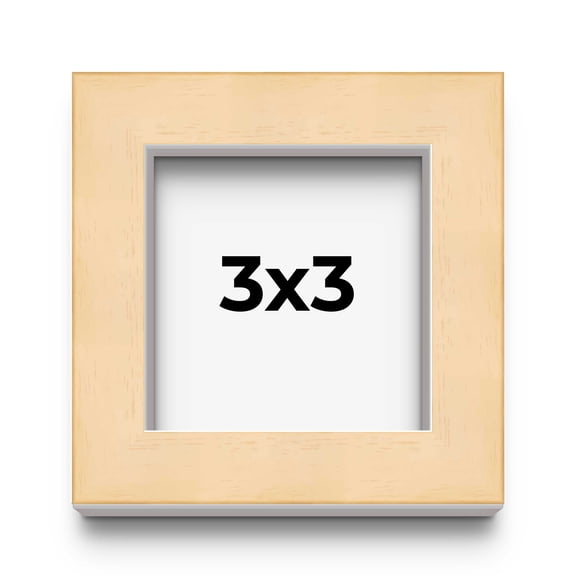 3x3 In Frame Beige Real Wood Picture Frame Width 0.75 inches | Interior Frame Depth 0.5 inches |