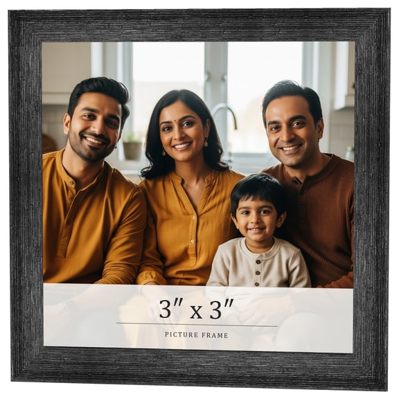 3x3 In Frame Black Real Wood Picture Frame Width 1.5 inches | Interior Frame Depth 0.5 inches |