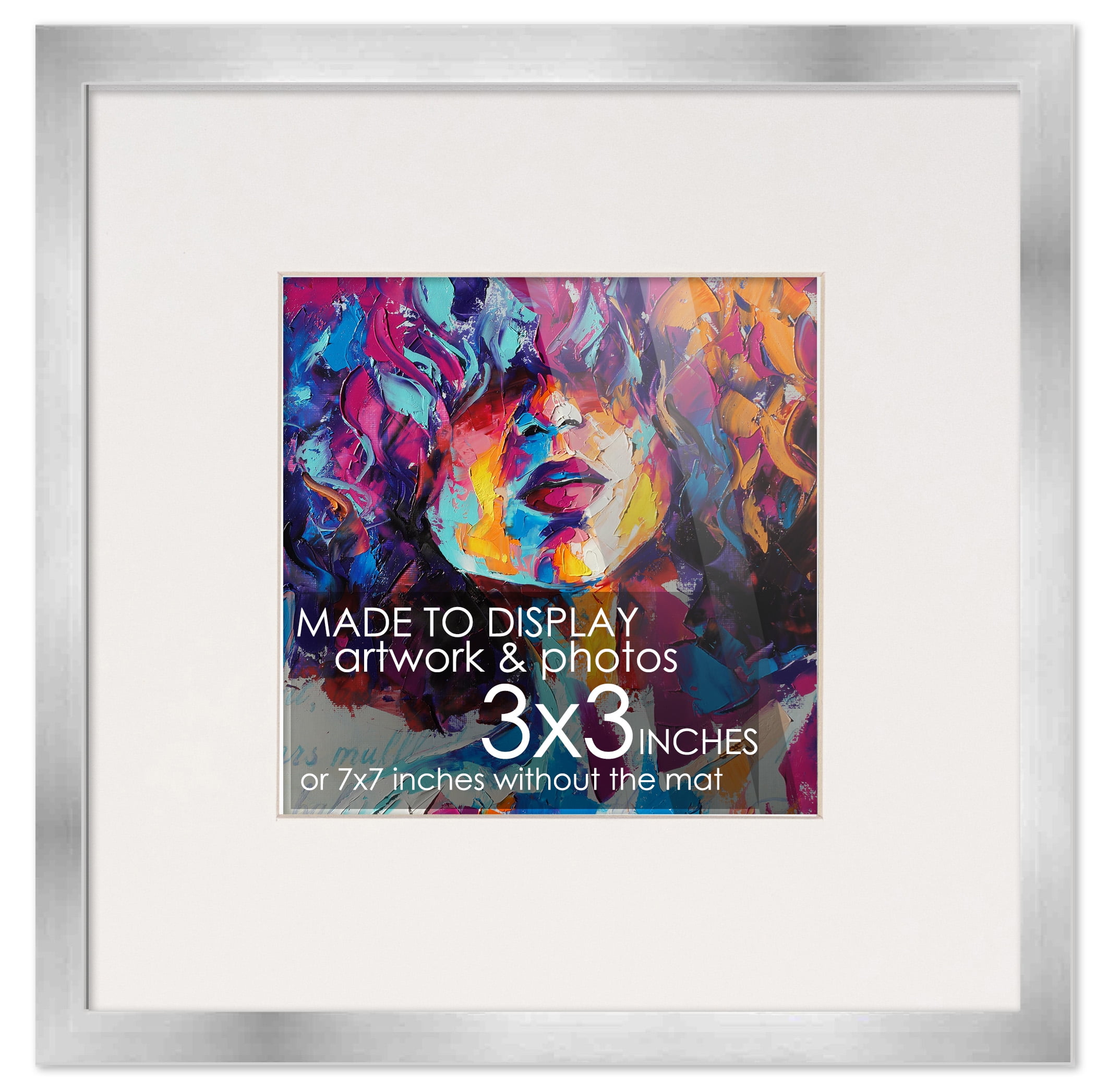 30x30 Frame Silver Matted for 30x30 Picture or 34x34 Art Poster Without Photo Mat Display Your, Size: 30 x 30