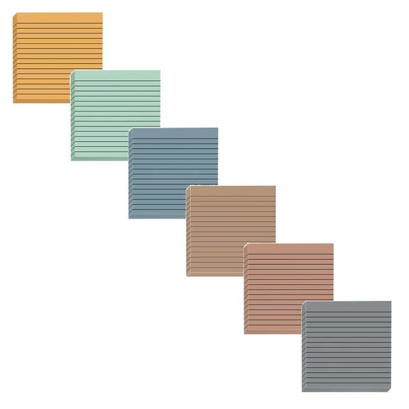 3x3 Inch Lined Sticky Notes For Home Office, Vintage Colors Memo Pads With Strong Adhesion, Large Square For Daily Reminders (A*1+B*1+C*1+D*1+E*1+F*1)