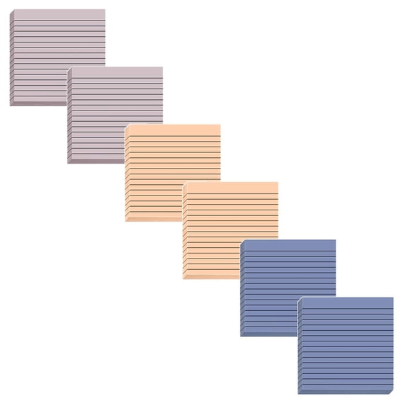 3x3 Inch Lined Sticky Notes With Strong Adhesion, Bright Memo Pads For Home Meeting And Office (A*2+B*2+C*2+D*2+E*2+F*2)