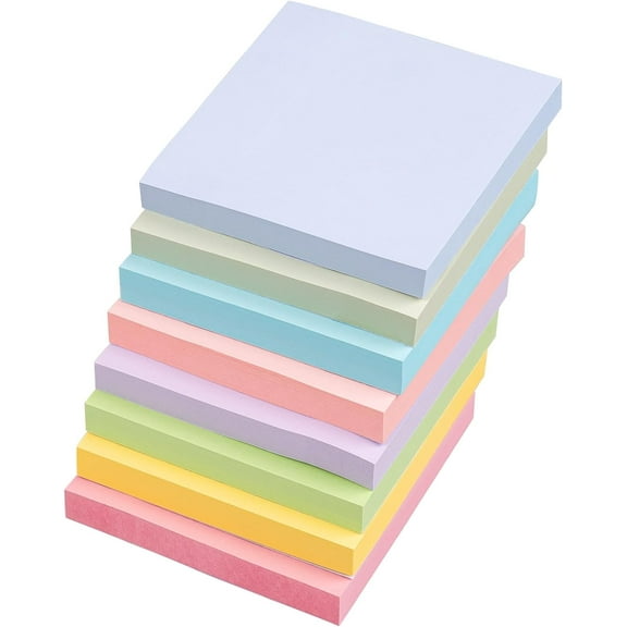 Sticky Notes 3x3 Inches, 8 Pads, 800 Sheets, Color Note Premium Bulk, Self-Stick 100 Sheets/pad