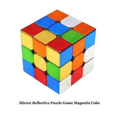 3x3 Kids Brain Puzzle Game Magnetic Cube, Personalized Mirror Reflective Turning Smoothly 3D Brain Teaser Cube, Intelligence Puzzles Learning Toys for Kids and Adult