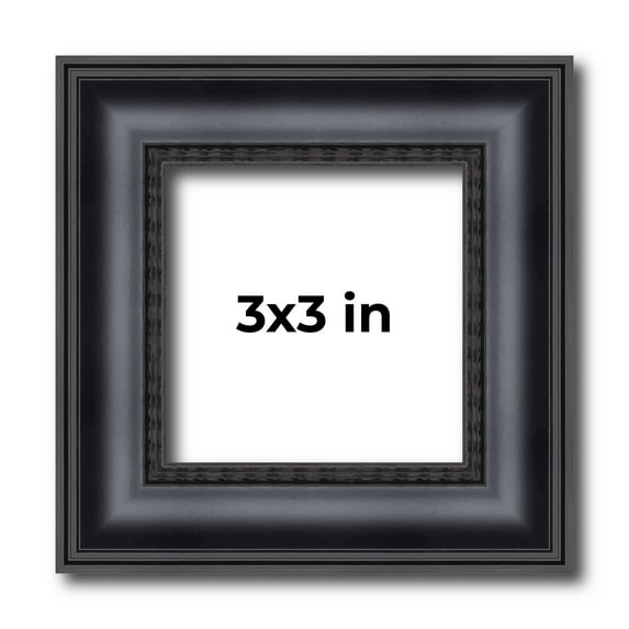 3x3 Linear Black Picture Frame - UV Acrylic, Foam Board Backing, Hanging Hardware