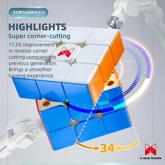 3x3 Magnetic Speed Cube, X Man Tornado V3 , MagLev Flagship Version, Best 2022 Cube