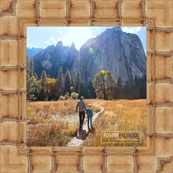 3x3 Natural Wide Bamboo Picture Frame - UV Acrylic, Foam Board Backing, Hanging Hardware