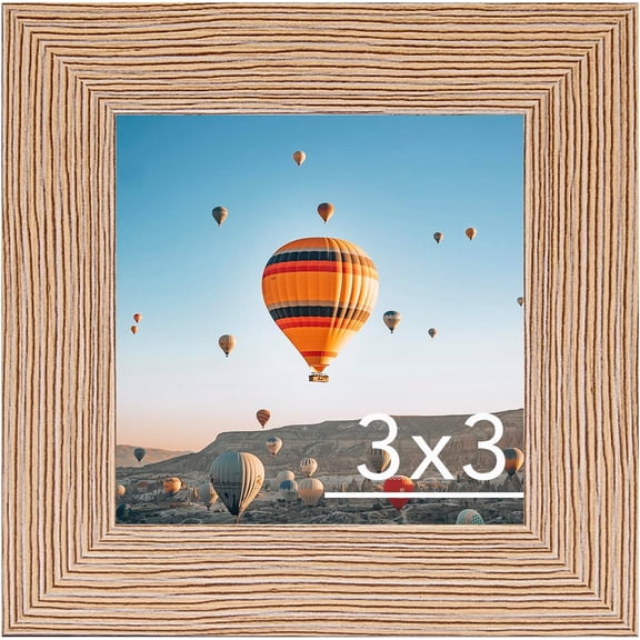 3x3 Picture Frame for Tabletop, 3 x 3 Square Photo Frame with Shatter Resistant Plexiglass, Sturdy 3 by 3 Poster Frame, Rustic Brown