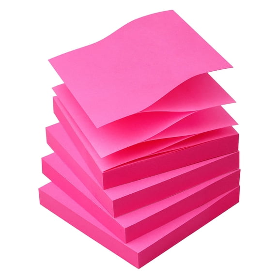3x3 Pop Up Self-Stick Notes Pads, Bright Color Memo Sheets for Office Home, 90 Sheets per Pad, 4 Packs Total 360 Sheets, Pink