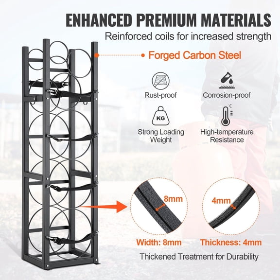 3x30lbs Refrigerant Tank Stand with Extra 3-Bottle Holder, Adjustable Gas Cylinder Rack for Freon, Oxygen, Nitrogen Storage