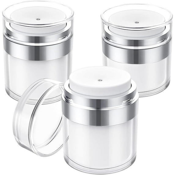 3x30ml Airless Pump Jars,Jademall Pump Dispenser, Plastic Acrylic Lotion Dispenser for Thick Moisturizer, Skincare Cream, Travel Lotion Container