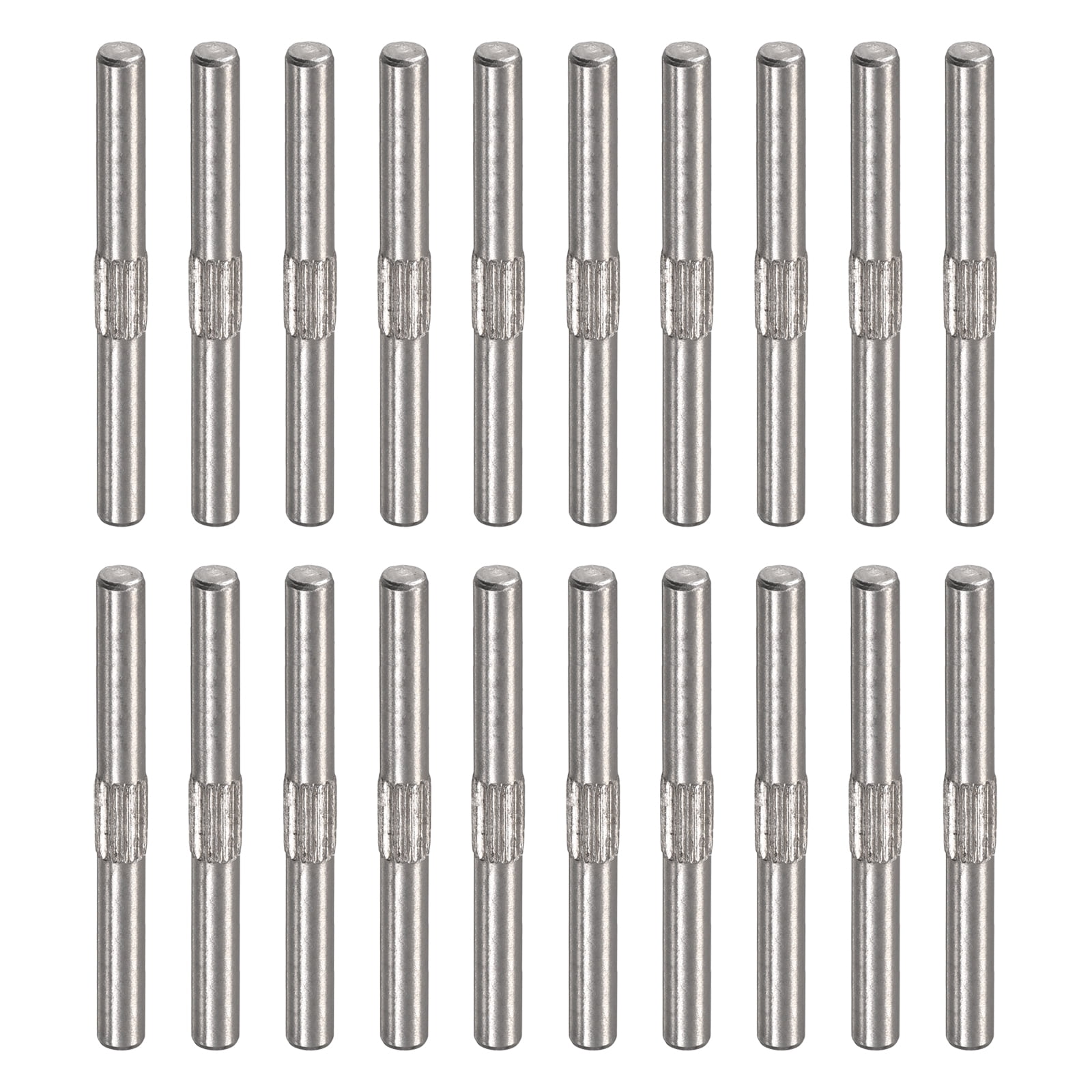 3x30mm 304 Stainless Steel Dowel Pins, 20 Pack Center Knurled Flat