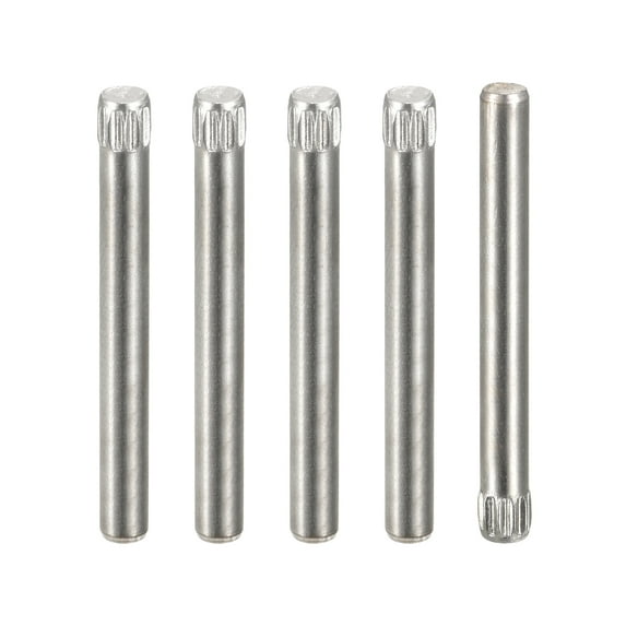 3x30mm 304 Stainless Steel Dowel Pins, 5 Pack Knurled Head Flat End Dowel Pin