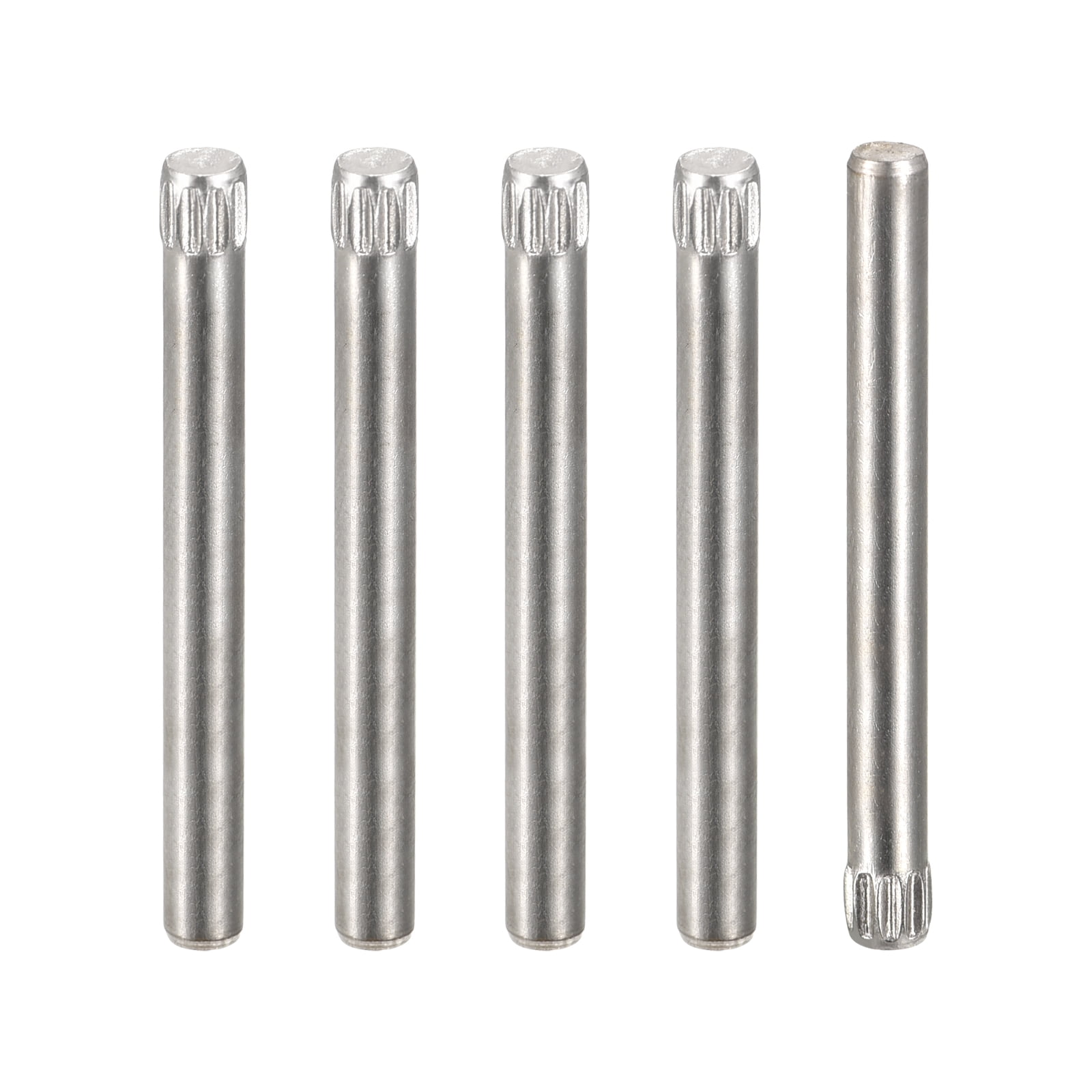 3x35mm 304 Stainless Steel Dowel Pins, 5 Pack Knurled Head Flat End Dowel Pin