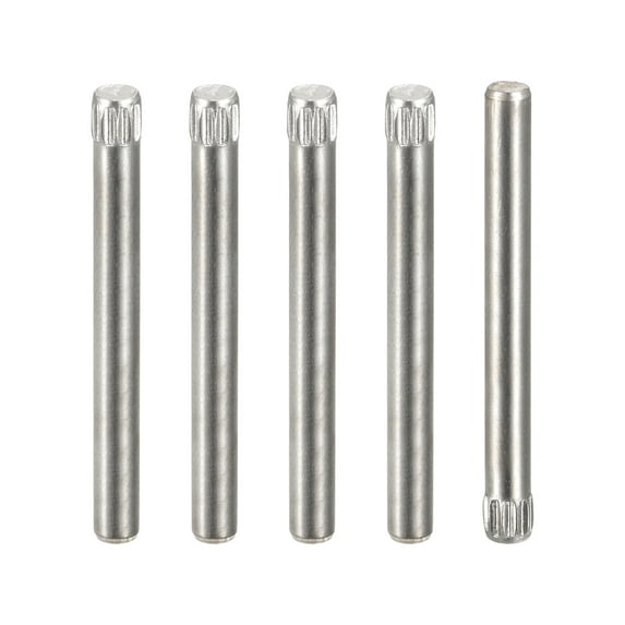 3x35mm 304 Stainless Steel Dowel Pins, 5 Pack Knurled Head Flat End Dowel Pin