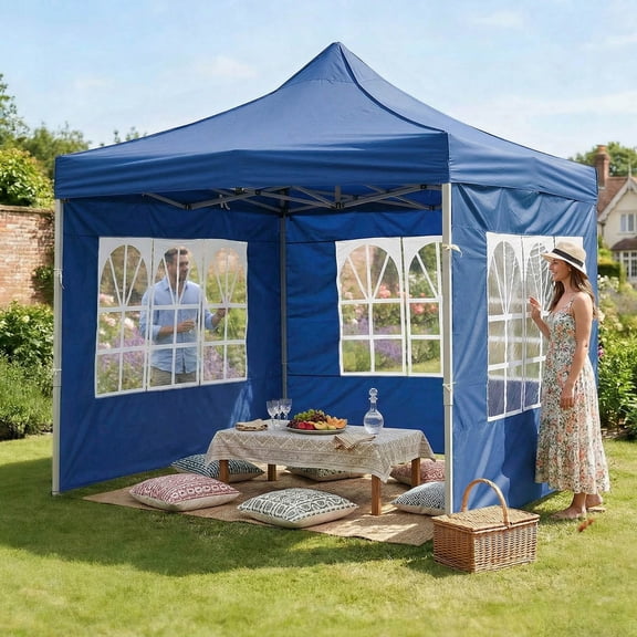 3x3M Gazebo Side Panel with Clear Window Heavy Duty Polyester Tent Wall for Outdoor Camping Patio and Event Shelter