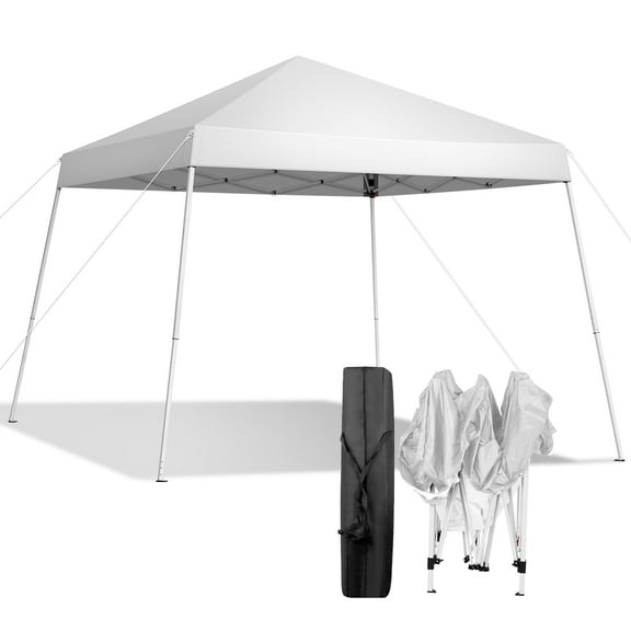 3x3M Portable Folding Canopy Tent White Waterproof 210D Oxford Fabric Steel Frame Pop-Up Tent for Outdoor Events, Patio Garden with Easy Setup