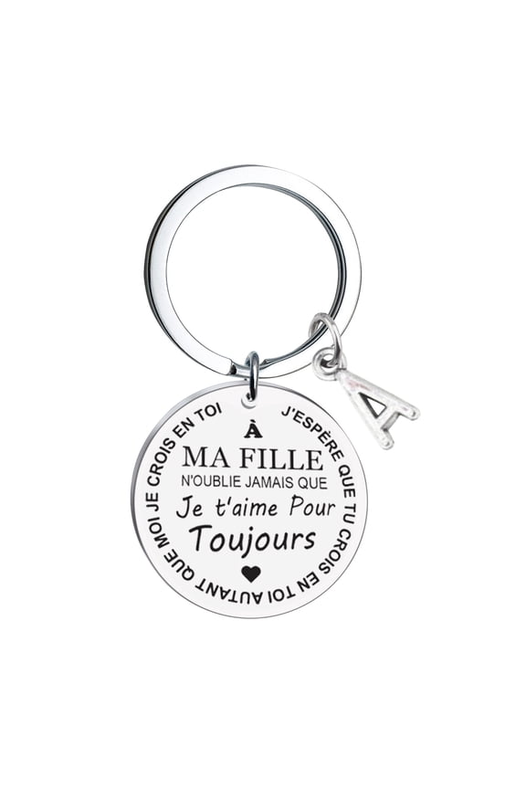 3x3cm Keychain French DIY Stainless Steel Last Name 26 Letter Keychain A Gift for Parents or Friends for Key Accessories Decoration