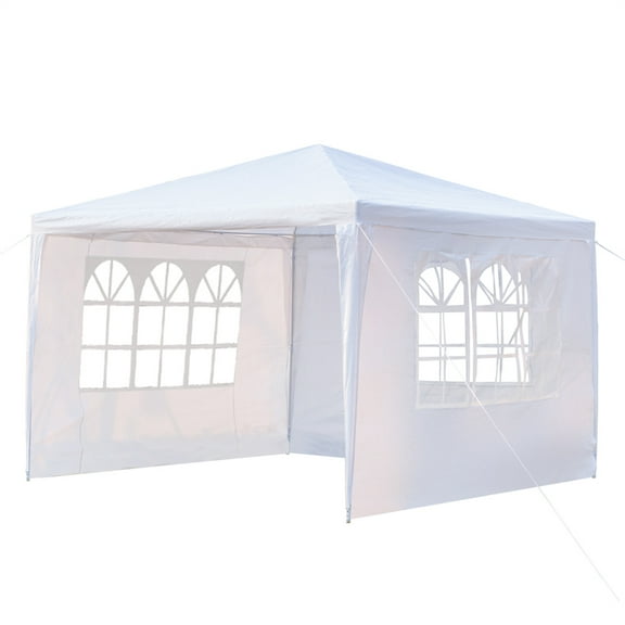 3x3m Three Sides Waterproof Tent with Spiral Tubes, White, PE Cloth & Iron Tube, Portable for Wedding Camping Parking  RLB