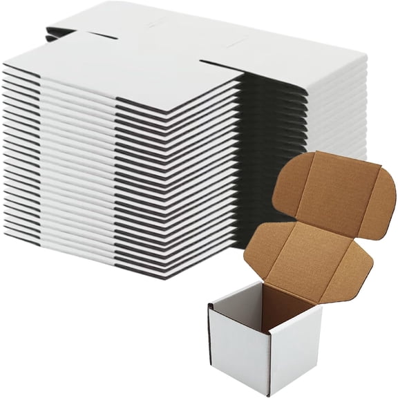 3x3x3 Inch White Shipping Boxes 25 Pack,Small Gift Boxes,Bulk of Mailers