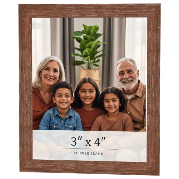 3x4 Frame Brown Farmhouse Solid Wood Picture Frame Width 1.5 Inches | Interior Frame Depth 0.5