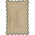 thumbnail image 1 of 3x4 Ft Green Border Premium Scalloped Jute Rug – Handcrafted Natural Braided Carpet for Living Room, Bedroom, Entryway – Boho Home Decor, 1 of 5