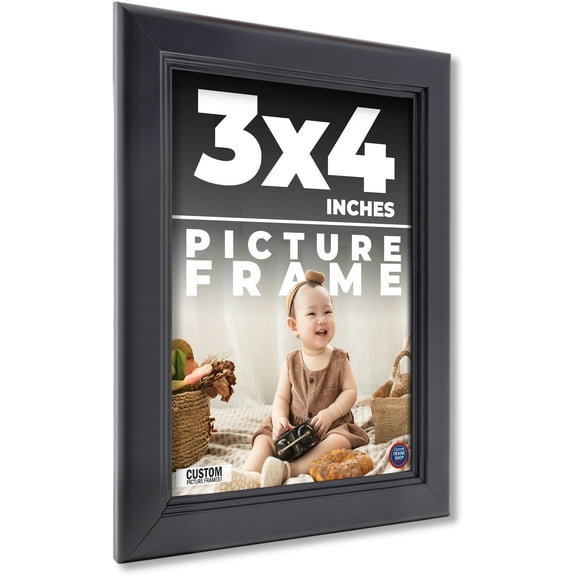 3x4 IN Frame Black Passaggi Solid Wood Picture Frame Width 1.5 Inches | Interior Frame Depth 0.5